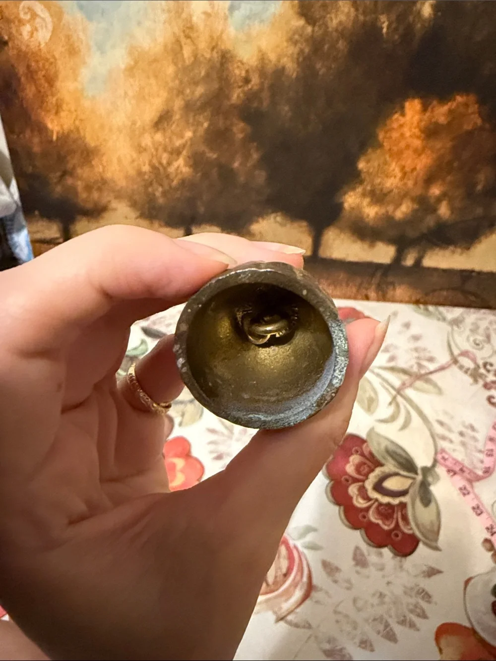 Brass Figurine Bell - Antique-Style Golden Brown Home Accent